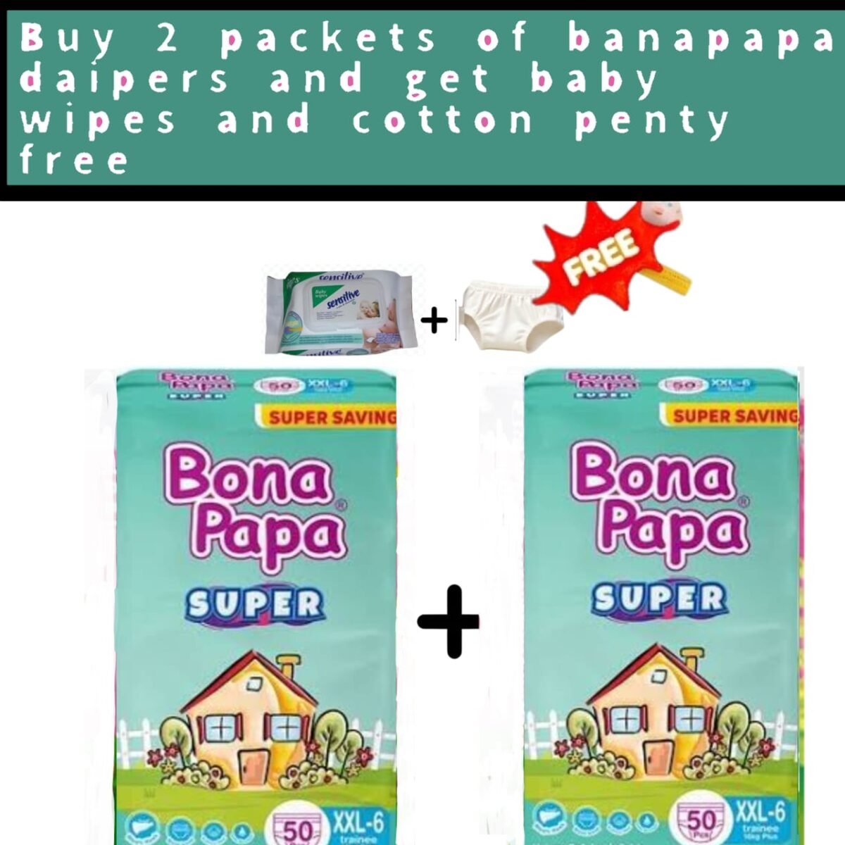 BONA PAPA DAIPERS[XXL]2 PACKETS [FREE GIFTS]